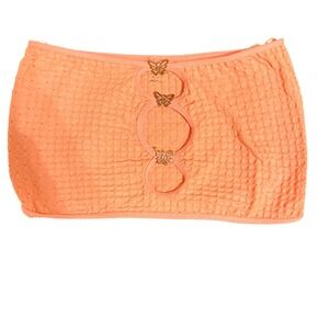 Out From Under Womens M/L Butterfly Cutout Textured Tube Top Peach